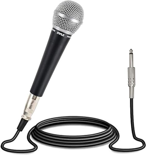 Pyle Karaoke Mikrofon - Gesangsmikrofon, microphone, Dynamisches Mikrofon mit Beweglicher Spule, Unidirektionale Nierencharakteristik, 4,5 Meter langem XLR-auf-6,35mm-Audiokabel für Karaoke Box von Pyle