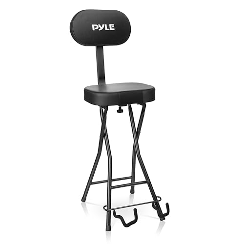 Pyle Klappbarer Hocker Höhenverstellbar, Sitzhocker, Gitarrenstuhl – Gitarrenhocker & Schlagzeughocker, Hocker mit Lehne als Zubehör Gitarre oder Musik Studio Zubehör, für Gitarristen Pyle Klappbarer Hocker Höhenverstellbar, Sitzhocker, Gitarrenstuhl – Gitarrenhocker & Schlagzeughocker, Hocker mit Lehne als Zubehör Gitarre oder Musik Studio Zubehör, für Gitarristen von Pyle