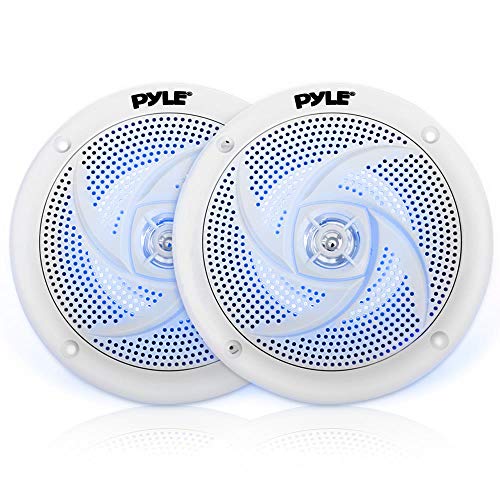Pyle Marine Speakers - 5.25 Inch 2 Way Waterproof and Weather Resistant Outdoor Audio Stereo Sound System with LED Lights, 180 Watt Power and Low Profile Slim Style - 1 Pair - PLMRS53WL von Pyle