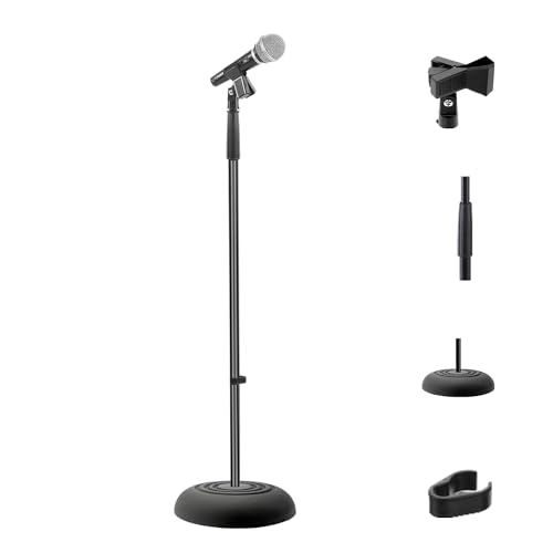 Pyle Microphone Stand - Universal Mic Mount with Heavy Compact Base, Height Adjustable (2.8’ - 5’ ft.) - PMKS5 von Pyle