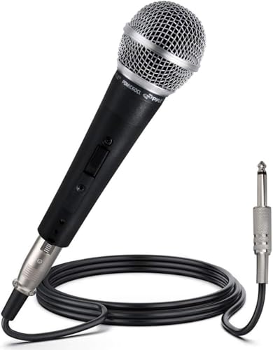 Pyle Mikrofon - Karaoke Mikrofon, Dynamisches Gesangsmikrofon, Bewegliche Spulen-Dynamik-Kardioid-Einweghandmikrofon, EIN/AUS-Schalter mit 4,5 Meter XLR-Audiokabel auf 6,35mm Audiostecker Karaoke box von Pyle