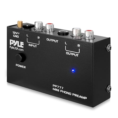Pyle Output PP777 Phono-Plattenspieler-Vorverstärker, Mini-Elektronischer Audio-Stereo-Phonograph-Vorverstärker, Eingang, Cinch-Ausgang und geräuscharmer Betrieb, Stromversorgung über 12 Volt Pyle Output PP777 Phono-Plattenspieler-Vorverstärker, Mini-Elektronischer Audio-Stereo-Phonograph-Vorverstärker, Eingang, Cinch-Ausgang und geräuscharmer Betrieb, Stromversorgung über 12 Volt von Pyle