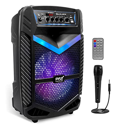 Pyle PA Bluetooth Lautsprecher- Karaoke Maschine mit Karaoke Mikrofon, 600W, Musikbox Bluetooth Box, Partybox, Rechargeable, 10” Subwoofer, 1” Tweeter, Aufnahmefunktion, Partybeleuchtung, USB/SD-Radio von Pyle