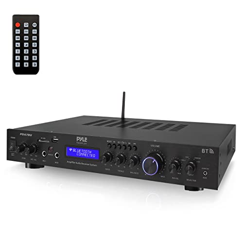 Pyle - PDA7BU (Schwarz) - 5 Kanal Rack Mount Bluetooth Receiver, Heimkino Amp, Lautsprecher Verstärker, Bluetooth Wireless Streaming, MP3/USB/SD/AUX/FM Radio, 200 Watt, mit digitalem ID3 LCD Display von Pyle
