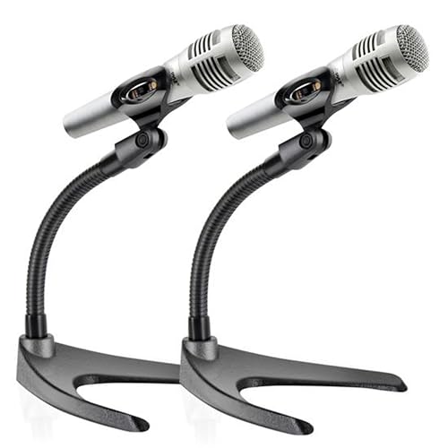 Pyle Universeller verstellbarer Tisch-Mikrofonständer – Tisch-Mikrofonhalter, flaches Profil-Mikrofonständer mit flexibler 21,6 cm Schwanenhals-Halterung und U-förmiger Basis – Tischplatten, von Pyle