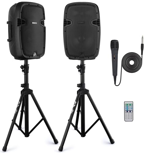 Pyle PA Anlage, 1000W- PA Anlage Komplettset, Lautsprecher mit Mikrofon, Partybox Bluetooth, DJ Lautsprecher- mit 2- Boxenständer, USB/SD/MP3/AUX, Fernbedienung, Aktive/Passive- Lautsprecher Paar Pyle PA Anlage, 1000W- PA Anlage Komplettset, Lautsprecher mit Mikrofon, Partybox Bluetooth, DJ Lautsprecher- mit 2- Boxenständer, USB/SD/MP3/AUX, Fernbedienung, Aktive/Passive- Lautsprecher Paar von Pyle