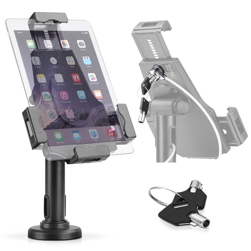 Pyle PSPADLK8 Anti-Diebstahl Tablet Sicherheit Stand Kiosk -Tischhalterung Desktop Tablet Case Halter mit Schloss, verstellbarer Klemmarm,interne Kabelführung für iPad, Kindle, Samsung, Android Tablet von Pyle