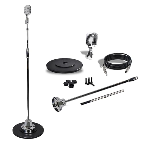 Pyle Retro Mikrofon Set mit Mikrofonständer– Vintage Microphone Set with Microphone Stand, Mic Stand– Rockabilly Dynamisches Mikrofon als Standmikrofon mit Mikrofonhalter, Swing Ständer & XLR Kabel 5m Pyle Retro Mikrofon Set mit Mikrofonständer– Vintage Microphone Set with Microphone Stand, Mic Stand– Rockabilly Dynamisches Mikrofon als Standmikrofon mit Mikrofonhalter, Swing Ständer & XLR Kabel 5m von Pyle