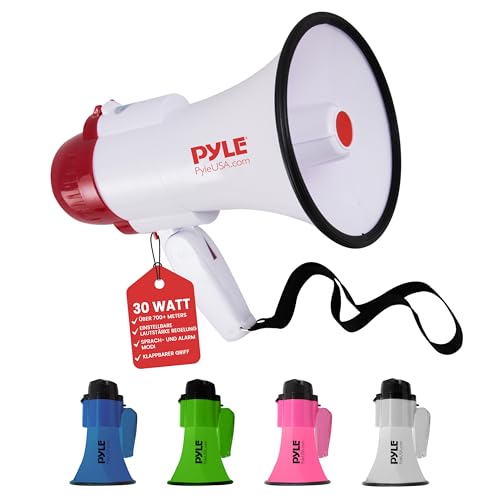 Pyle Signalhorn, Megafon mit Sirene & Mikrofon – Megaphone with Siren – Megaphon, Handsirene für Air Fussball, als Megafon Fussball & Fan Tröte zum Anfeuern, Megaphone Kinder & Erwachsene 30W Faltbar Pyle Signalhorn, Megafon mit Sirene & Mikrofon – Megaphone with Siren – Megaphon, Handsirene für Air Fussball, als Megafon Fussball & Fan Tröte zum Anfeuern, Megaphone Kinder & Erwachsene 30W Faltbar von Pyle