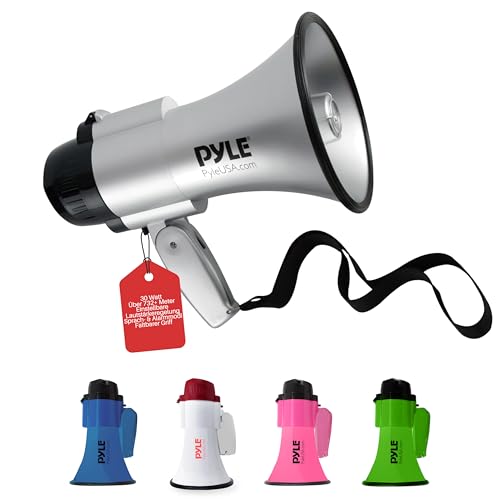 Pyle Signalhorn, Megafon mit Sirene & Mikrofon – Megaphone with Siren – Megaphon, Handsirene für Air Fussball, als Megafon Fussball & Fan Tröte zum Anfeuern, Megaphone Kinder & Erwachsene 30W Faltbar Pyle Signalhorn, Megafon mit Sirene & Mikrofon – Megaphone with Siren – Megaphon, Handsirene für Air Fussball, als Megafon Fussball & Fan Tröte zum Anfeuern, Megaphone Kinder & Erwachsene 30W Faltbar von Pyle