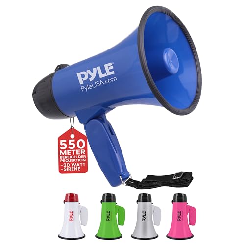 Pyle Megaphon mit Sirene, Signalhorn – Siren Megaphone – Mini Megafon Kinder & Erwachsene 20W, Faltbare Megaphone mit Sirene & Mikrofon, Lautstärke Einstellbar & Batteriebetrieben Reichweite: 550m Pyle Megaphon mit Sirene, Signalhorn – Siren Megaphone – Mini Megafon Kinder & Erwachsene 20W, Faltbare Megaphone mit Sirene & Mikrofon, Lautstärke Einstellbar & Batteriebetrieben Reichweite: 550m von Pyle