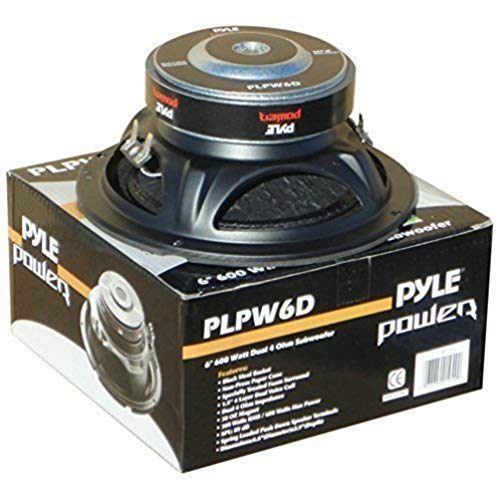 SUBWOOFER TIEFTON LAUTSPRECHER PYLE PLPW6D VON 300 WATT RMS E 600 WATT MAX 6,5" VON 16,50 CM 165 MM DVC VERDOPPELT SPULE 4 + 4 OHM AUCH FÜR TÜREN ES IST PORTIER CAR ODER IN KASTEN SPEAKER von Pyle