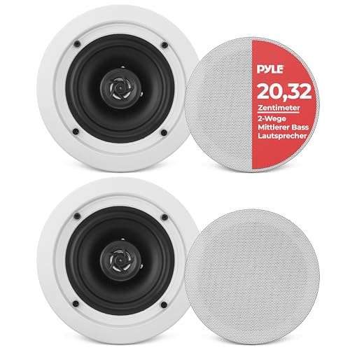 Pyle Deckenlautsprecher, 200W- Einbaulautsprecher, Deckenlautsprecher Bluetooth, Wandlautsprecher, Ceiling Speaker, 16.5cm Flache Deckeneinbaulautsprecher, 2 Wege Lautsprecher, Midbass Woofer von Pyle