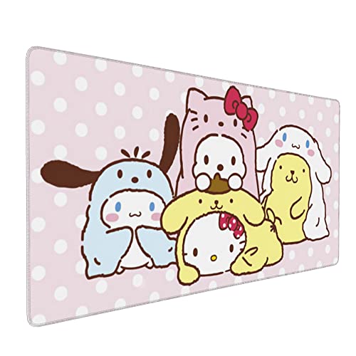 Kawaii Girlly süßes Gaming-Mauspad, lange erweiterte XXL-Schreibtischunterlage, extra großes Mädchen-Anime-Mauspad, Tastatur-Pads für Arbeit, Spiel, Büro, Zuhause, 80 x 40 cm von Pynocony