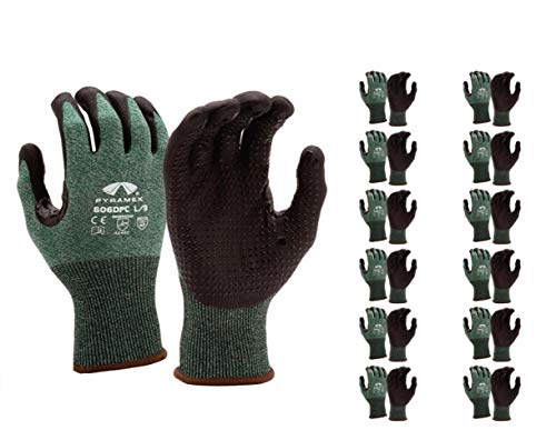 Pyramex GL606DPCS Mikroschaum-Nitrilhandschuh mit Gepunkteter Handfläche, HPPE Liner, Klein von Pyramex Safety