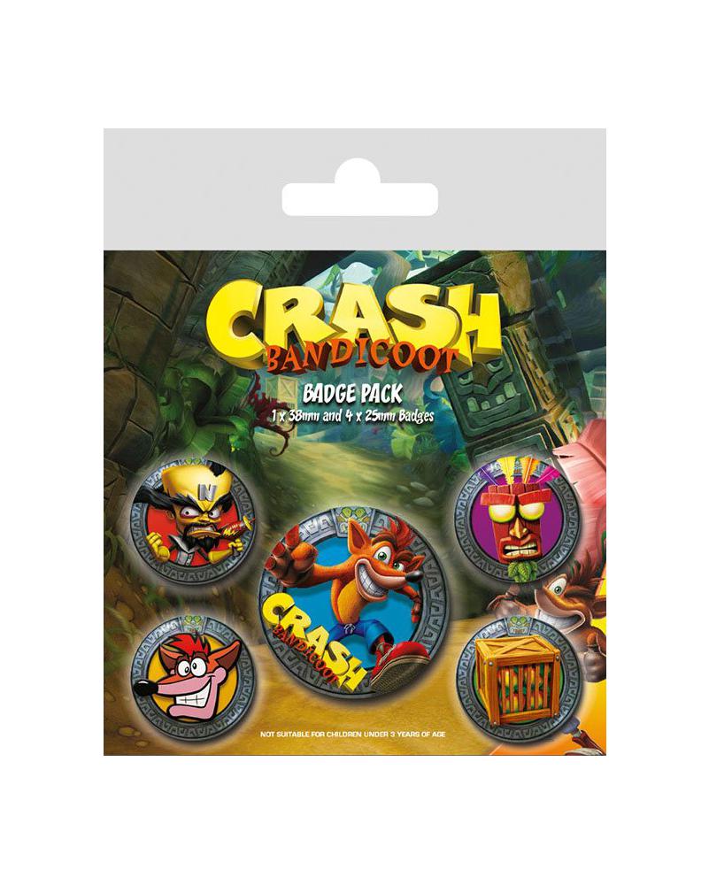 Crash Bandicoot Ansteck-Buttons 5er-Pack Pop Out von Pyramid International