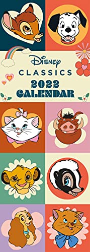Disney Classics Retro-Kalender 2022 – Monatsansicht, schmaler Wandkalender 15 cm x 42 cm – Offizielles Lizenzprodukt von Pyramid International