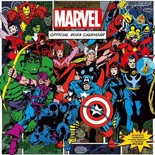 Marvel Comic-Kalender 2023 – Monatsplaner mit Monatsansicht, 30 cm x 30 cm, offizielles Merchandise-Produkt von Pyramid International