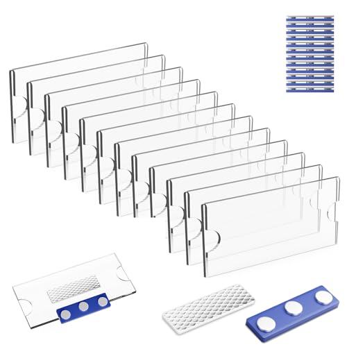 12 Stück Namensschilder Magnet Namensschilder für Kleidung 75 x 32mm Magnet Namensschilder Klett Magnetisch Selbstklebend Halter Name Tag mit 3-Punkt Magnet für Ausweishüllen Beschriften（Blau） von Pyroclasia