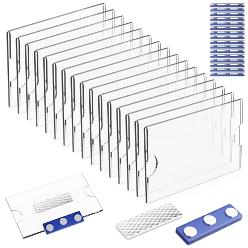 16 Stück Namensschilder Magnet Namensschilder für Kleidung Magnet 90 x 54 mm Namensschilder Klett Magnetisch Selbstklebend Halter Name Tag mit 3-Punkt Magnet für Ausweishüllen Beschriften (Blau) von Pyroclasia