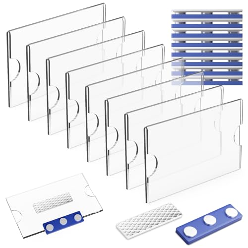 8 Stück Namensschilder Magnet Namensschilder für Kleidung Magnet Namensschilder Klett Magnetisch Selbstklebend Namensschild Halter Name Tag mit 3-Punkt Magnet für Ausweishüllen Beschriften (Blau) von Pyroclasia