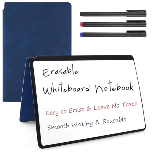 Pyrrhonian Whiteboard, abwischbar, tragbar, mit Stift, 3 Farben, A5, wiederverwendbar, geeignet für Meeting-Notizen, Einkaufslisten, Memo (blau) von Pyrrhonian
