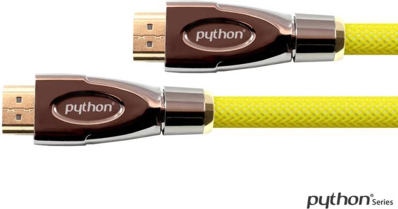 Anschlusskabel High-Speed-HDMI® mit Ethernet 4K2K / UHD, AKTIV (Redmere Chipsatz), vergoldete Kontakte, OFC, Nylongeflecht gelb, 25 m, PYTHON® Series (GC-M0034) von Python