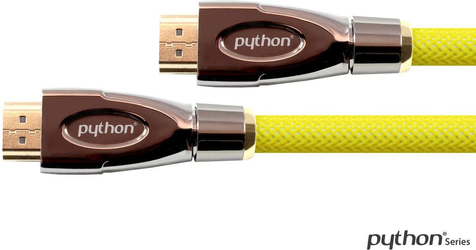 Anschlusskabel High-Speed-HDMI® mit Ethernet 4K2K / UHD, AKTIV (Redmere Chipsatz), vergoldete Kontakte, OFC, Nylongeflecht gelb, 25 m, PYTHON® Series (GC-M0034) von Python