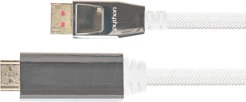 PYT M0222 - DP 1.4 auf HDMI 2.0 A Stecker, Nylon, 4K@60Hz, 2 m, weiß von Python