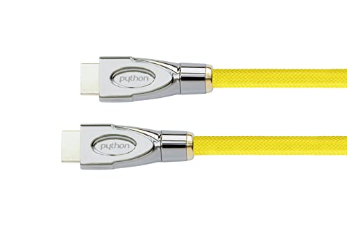 PYTHON® Series PREMIUM High-Speed-HDMI Anschlusskabel mit Ethernet - 4K2K / UHD / Ultra HD / Full HD - Kupferleiter (OFC), 3D-Unterstützung, Dreifachschirmung, Nylongeflecht - gelb, 1,5 m von Python