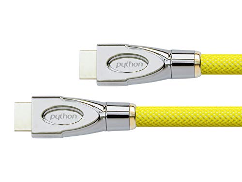 PYTHON® Series PREMIUM High-Speed-HDMI Anschlusskabel mit Ethernet - 4K2K / UHD / Ultra HD / Full HD - Kupferleiter (OFC), 3D-Unterstützung, Dreifachschirmung, Nylongeflecht - gelb, 2 m von Python