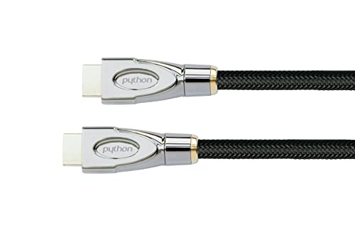 PYTHON® Series PREMIUM High-Speed-HDMI Anschlusskabel mit Ethernet - 4K2K / UHD / Ultra HD / Full HD - Kupferleiter (OFC), 3D-Unterstützung, Dreifachschirmung, Nylongeflecht - schwarz, 1,5 m von Python