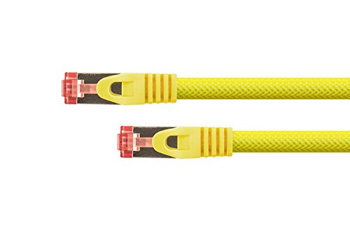 PYTHON Cat.6 RJ45 Ethernet LAN Patchkabel mit Rastnasenschutz und Nylongeflecht, S/FTP, PiMF, PVC, 250MHz, OFC, Gigabit-fähig (10/100/1000-Base-T Ethernet Netzwerke) - gelb, 5 m von Python