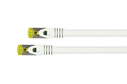 PYTHON RJ45 Ethernet LAN Patchkabel mit Cat. 7 Rohkabel, mit Rastnasenschutz RNS und Nylongeflecht, S/FTP, PiMF, halogenfrei, 500MHz, OFC, 10-Gigabit-fähig - weiß, 10m PYTHON RJ45 Ethernet LAN Patchkabel mit Cat. 7 Rohkabel, mit Rastnasenschutz RNS und Nylongeflecht, S/FTP, PiMF, halogenfrei, 500MHz, OFC, 10-Gigabit-fähig - weiß, 10m von Python