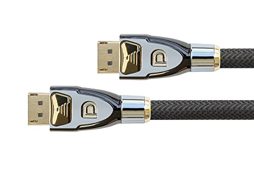 PYTHON Series PREMIUM DisplayPort 1.2 Anschlusskabel - 4K2K / UHD - 3-fach Schirmung, Vollmetallstecker, vergoldete Stecker + Verriegelungsschutz - KUPFERLEITER - 3D - Nylongeflecht - schwarz, 1m von Python