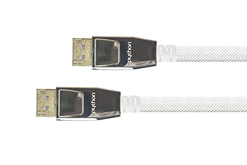 PYTHON Series PREMIUM DisplayPort 1.2 Kabel - 4K @60 Hz / UHD - Vollmetallstecker mit Verriegelung, vergoldete Stecker, 3-fach Schirmung - KUPFERLEITER - Nylongeflecht - WEISS - 10 m von Python