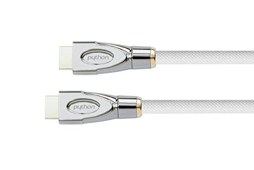 PYTHON Series PREMIUM High-Speed-HDMI Anschlusskabel mit Ethernet - 4K2K / UHD / Ultra HD @ 60 Hz - HDMI 2.0 - KUPFERLEITER, 3D, 3-fach geschirmt, Nylongeflecht - WEISS - 0,5 m / 50 cm von Python