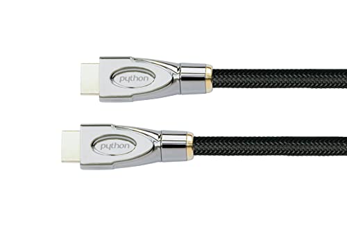 PYTHON Series PREMIUM Ultra-High-Speed HDMI 2.1 Kabel - 8K UHD-2 / 4K UHD - vergoldete Stecker, 3-fach Schirmung - KUPFERLEITER - Nylongeflecht - SCHWARZ - 1,5 m von Python