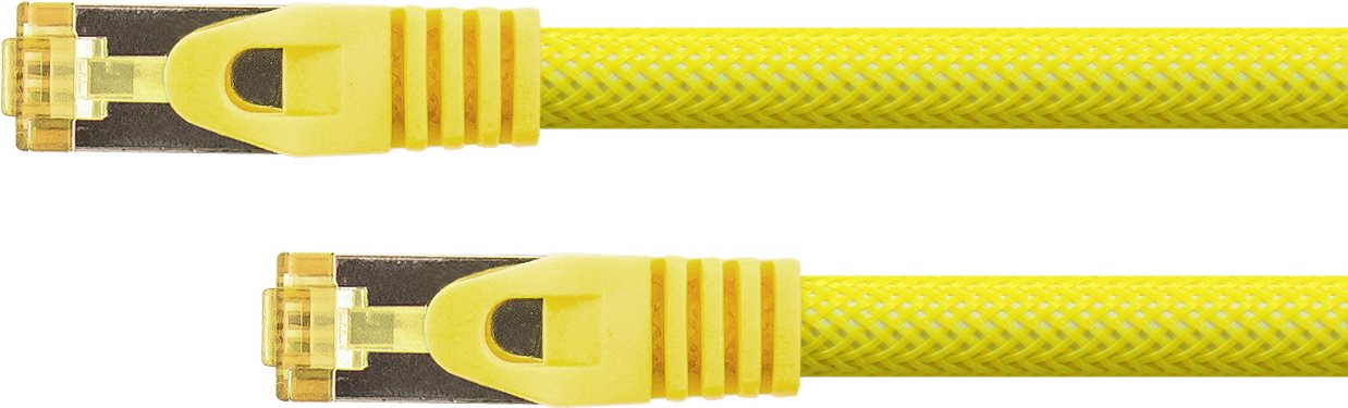 Python® Series RJ45 Patchkabel mitCat.7 Rohkabel, Rastnasenschutz (RNS®) und Nylongeflecht, S/FTP, PiMF, halogenfrei, 600MHz, OFC, gelb, 30m (8070PY-300Y) von Python