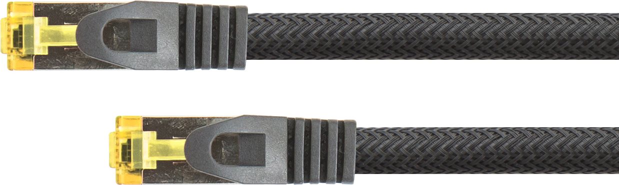 Python® Series RJ45 Patchkabel mitCat.7 Rohkabel, Rastnasenschutz (RNS®) und Nylongeflecht, S/FTP, PiMF, halogenfrei, 600MHz, OFC, schwarz, 20m (8070PY-200S) von Python