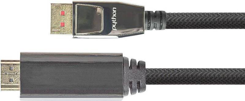 Python DisplayPort 1.4 an HDMI 2.0 Kabel Nylong. schwarz 3m von Python