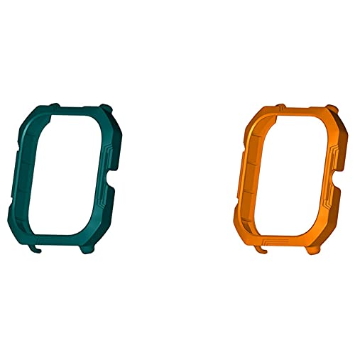 Pyugxab 2 x Uhrenschutz, kompatibel mit Huami, kratzfester PC-Uhrenrahmenschutz, Dunkelgrün und Orange von Pyugxab