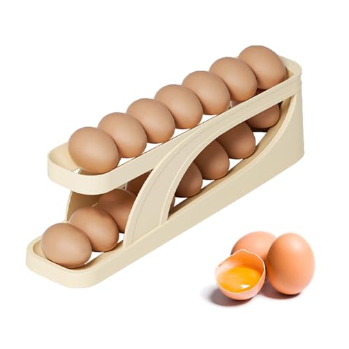 Eierhalter für Kühlschrank, Automatisch Rollender Eierspender, Platzsparende Egg Holder, Rolldown Eier Organizer für Lagerung von Eiern, Spart Platz von Pyuyan