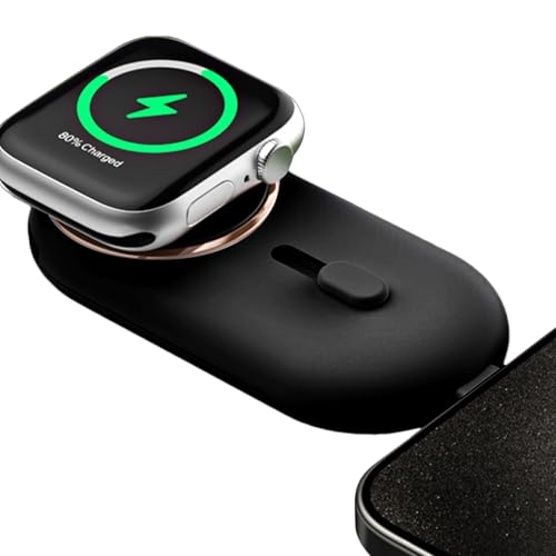 Kabelloses Uhren-Ladegerät, 2-in-1 2000 mAh Schlüsselanhänger, tragbares Ladegerät – Schlüsselanhänger, Uhr, kompakt, kabellos, magnetische Powerbank für Auto, Damen, Herren von Pzuryhg