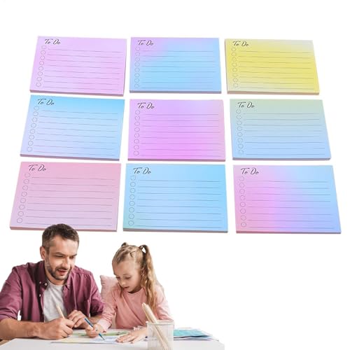 Memo Haftnotizen | 9 Stück selbstklebende Planungsnotizen | sicheres und geruchloses Doppelklebepapier für Firmenbüros von Pzuryhg