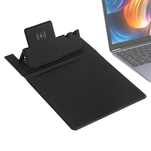 Pzuryhg Kabelloses Ladepad, 15 W Schnellladegerät, faltbare Handyhalterung, rutschfestes PU-Leder, ideal für PC, Laptop, Büro und Einrichtungen von Pzuryhg