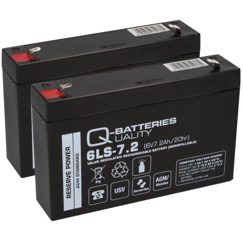 2x Q-Batteries 6LS-7.2 6V 7,2Ah Blei-Vlies Akku AGM VRLA 2x Q-Batteries 6LS-7.2 6V 7,2Ah Blei-Vlies Akku AGM VRLA von Q-Batteries