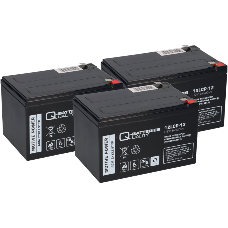 36V 3x 12LCP-12 12V-13Ah AGM BLEI AKKU kompatibel ELEKTRO SCOOTER Eco Mobil 15 QB von Q-Batteries