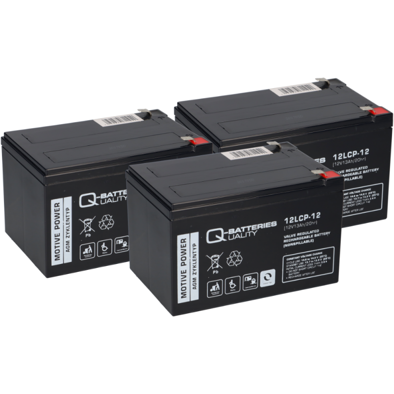36V 3x 12LCP-12 12V-13Ah AGM BLEI AKKU kompatibel ELEKTRO SCOOTER Special Editions QB von Q-Batteries