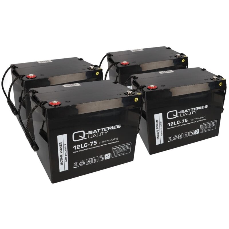 4x Q-Batteries 12LC-75 / 12V - 77Ah Blei Akku Zyklentyp AGM - Deep Cycle VRLA von Q-Batteries